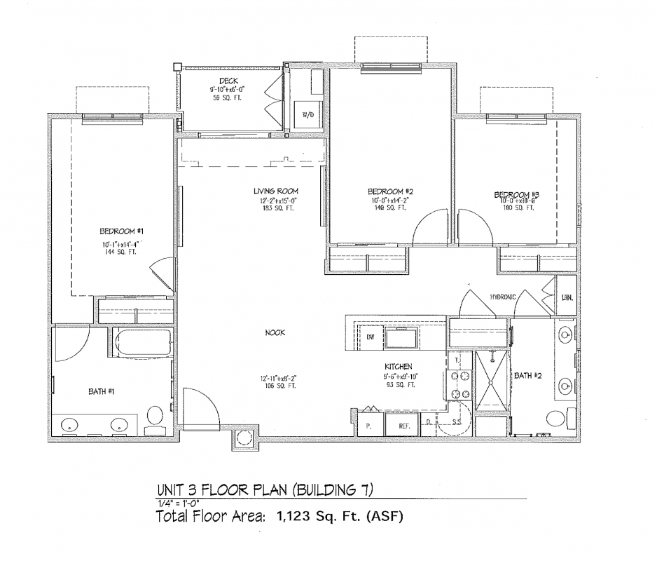 floor plan for a Sierra Madre Apartment three-bedroom