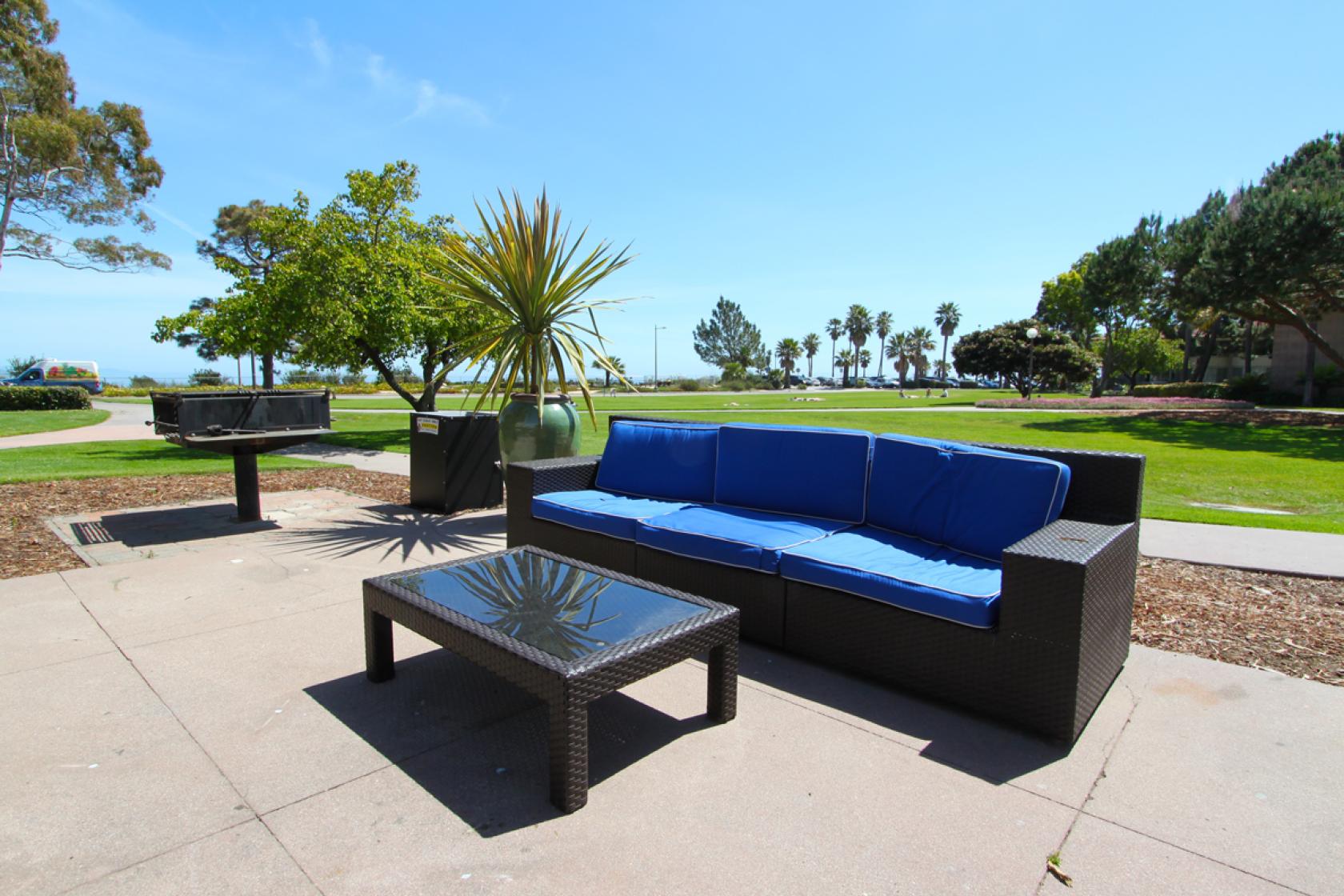 outdoor patio furniture at Anacapa Residence Hall