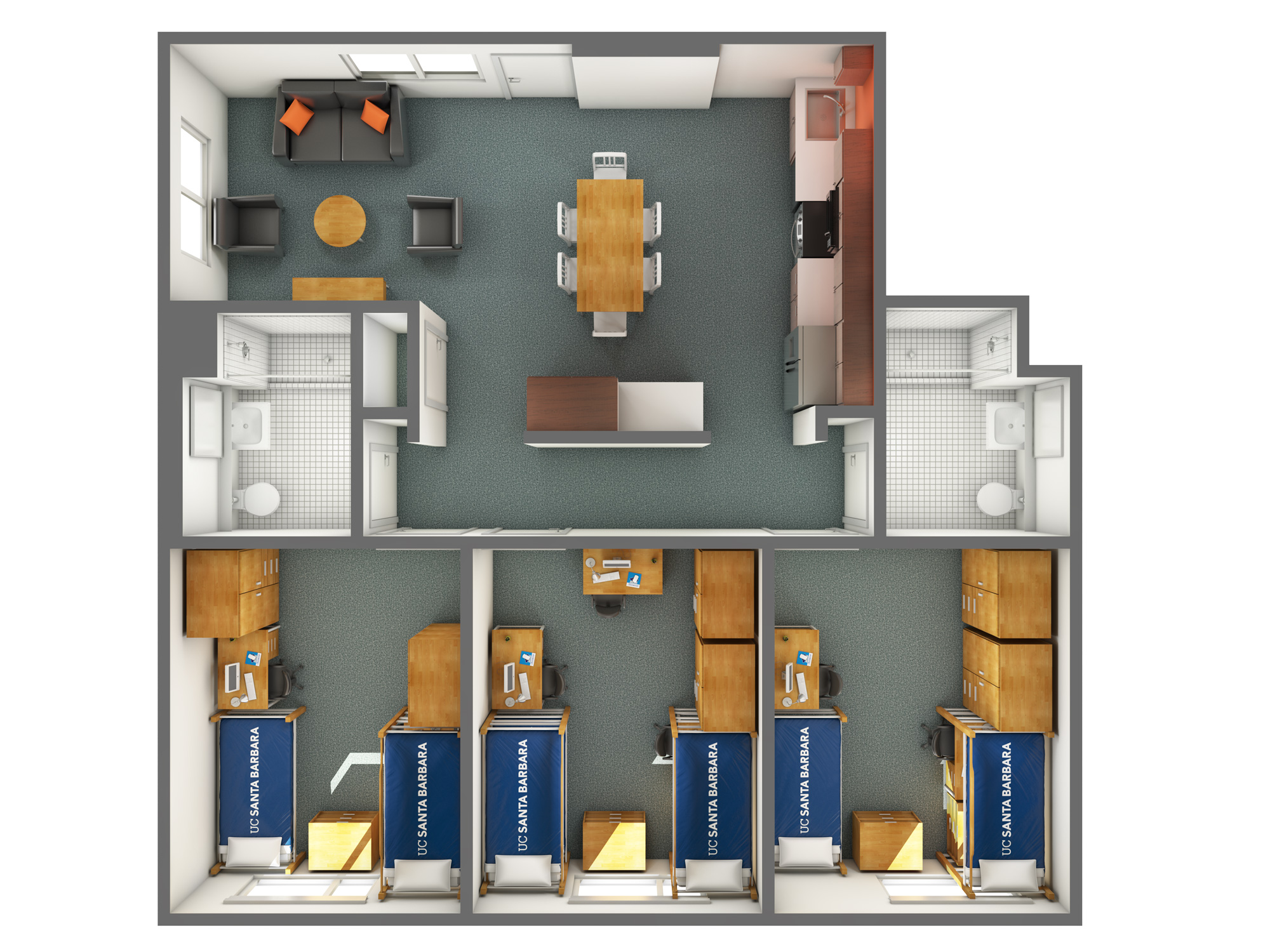 view of an SJV three-bedroom Triple in Calaveras Court from the top