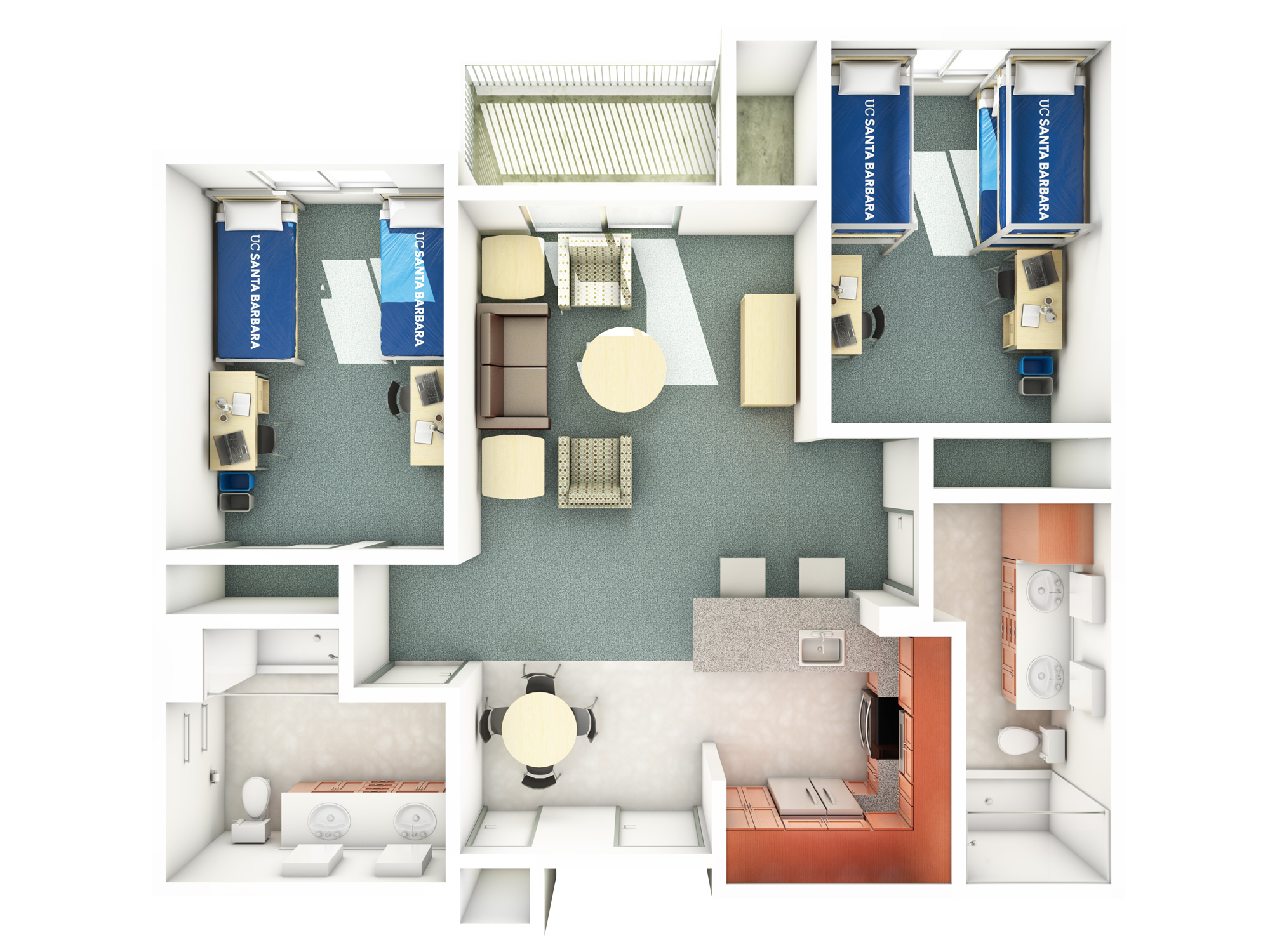 floor plan for a Sierra Madre Apartment two-bedroom