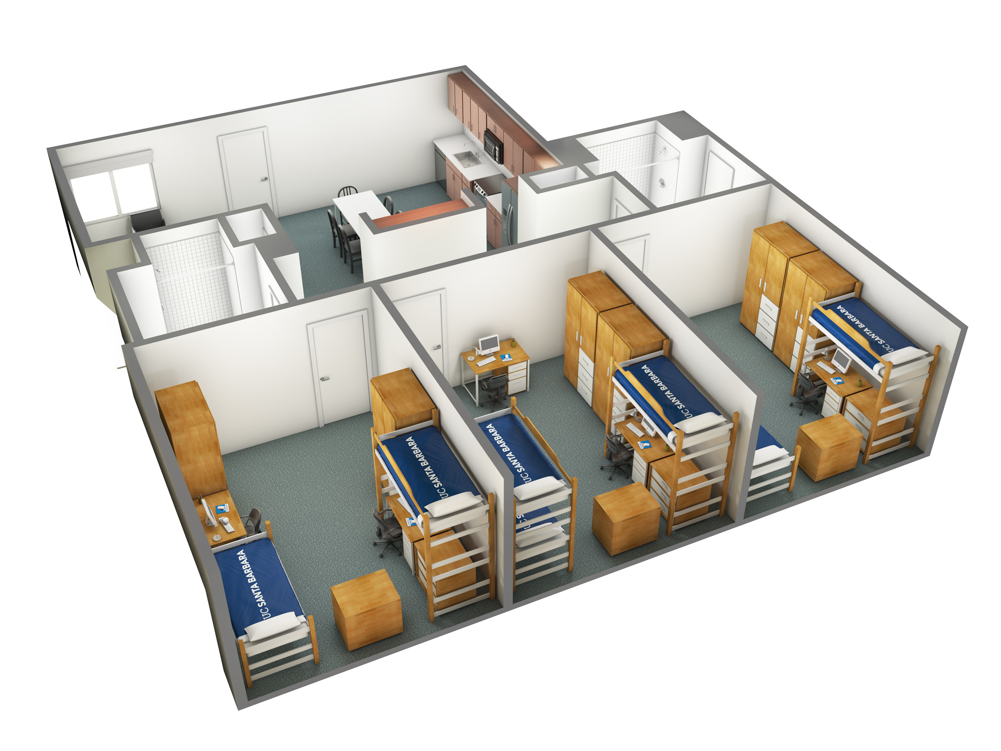 view of an SJV three-bedroom option A in Tenaya Towers