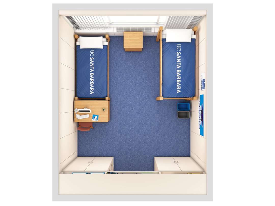 view of a low-rise double room from the top