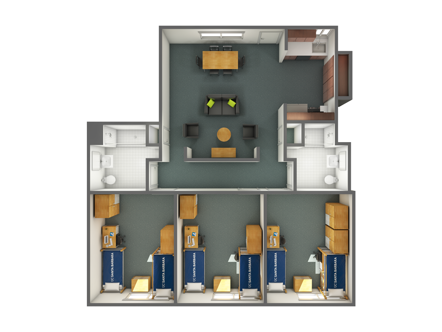 view of an SJV three-bedroom option A in Tenaya Towers from the top