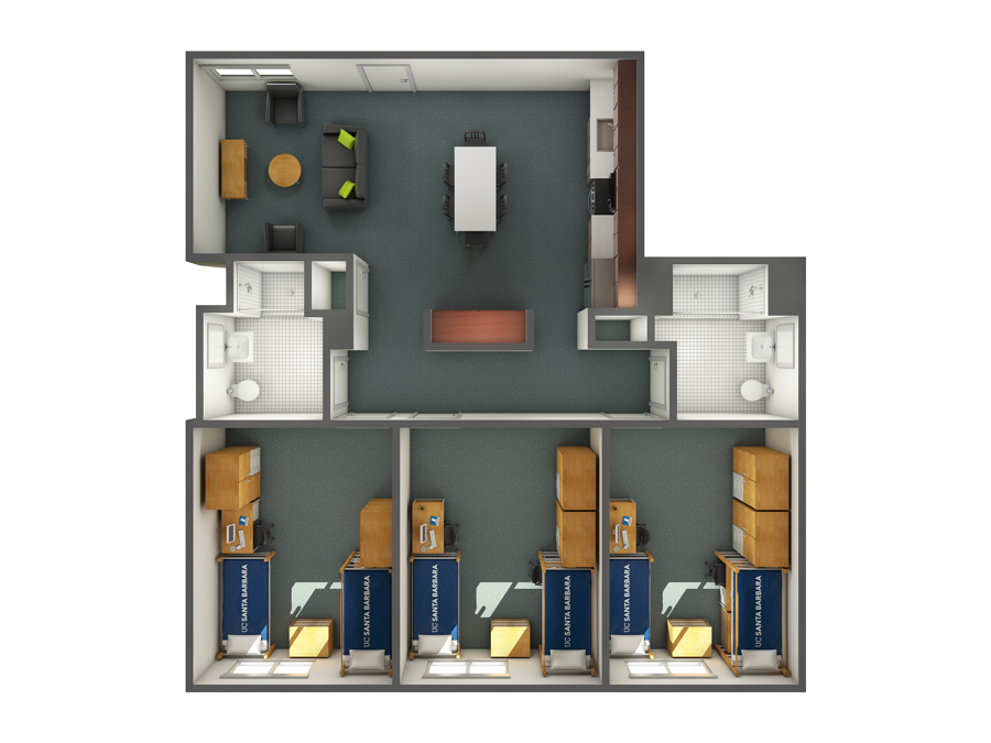 view of an SJV three-bedroom option B in Tenaya Towers from the top
