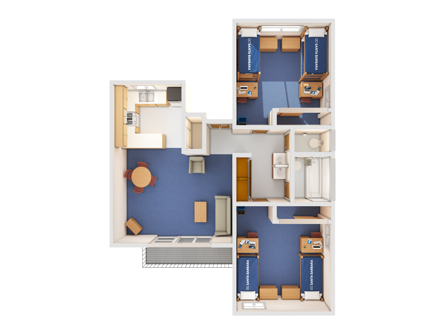 view of a Santa Ynez 2-bedroom with a triple room from the top