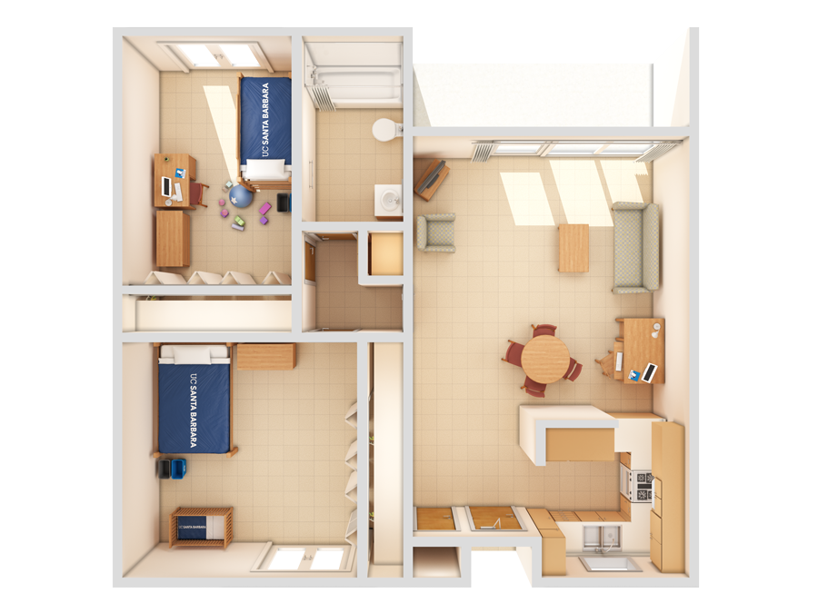 view of a Storke Family I two-bedroom flat from the top