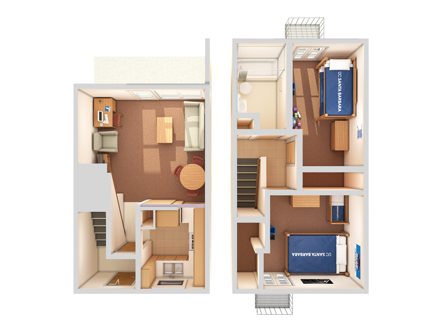 view of a Storke Family I two-bedroom townhouse from the top