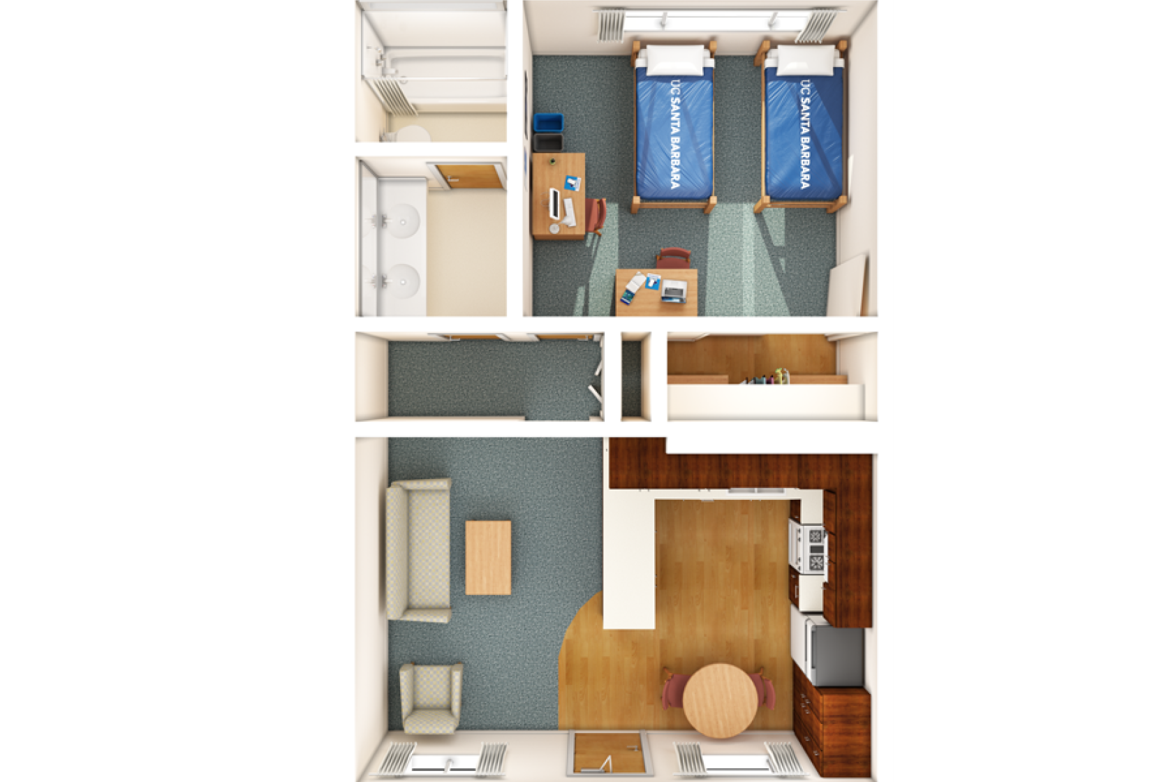 view of El Dorado one-bedroom from the top