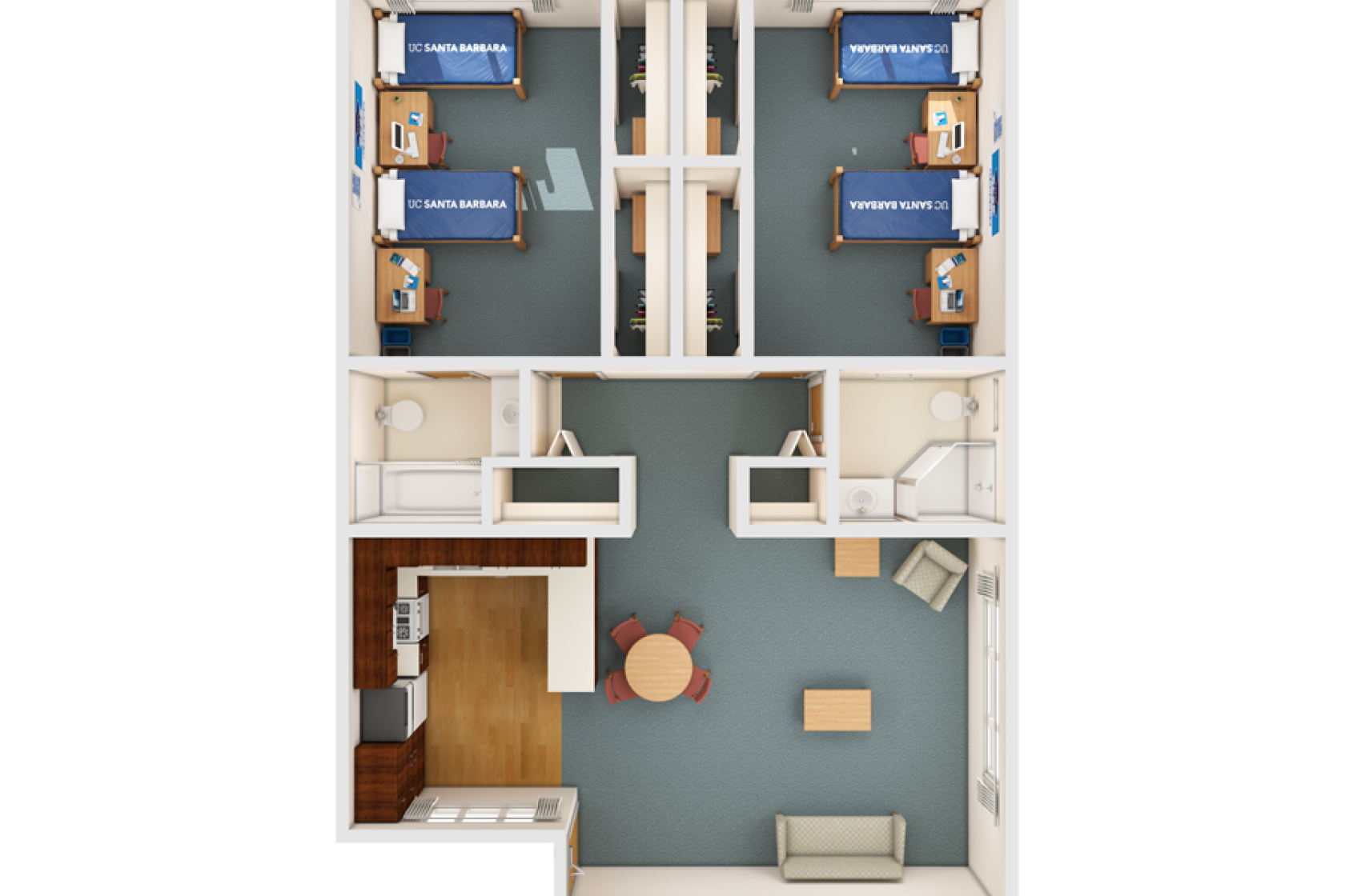 view of El Dorado two-bedroom from the top