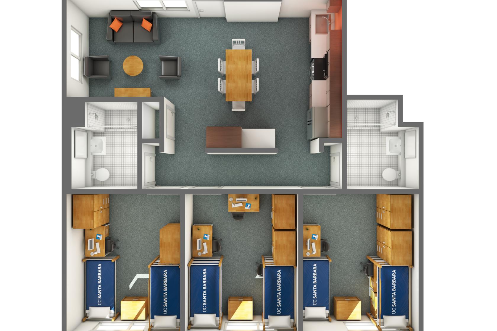 view of an SJV three-bedroom Triple in Calaveras Court from the top
