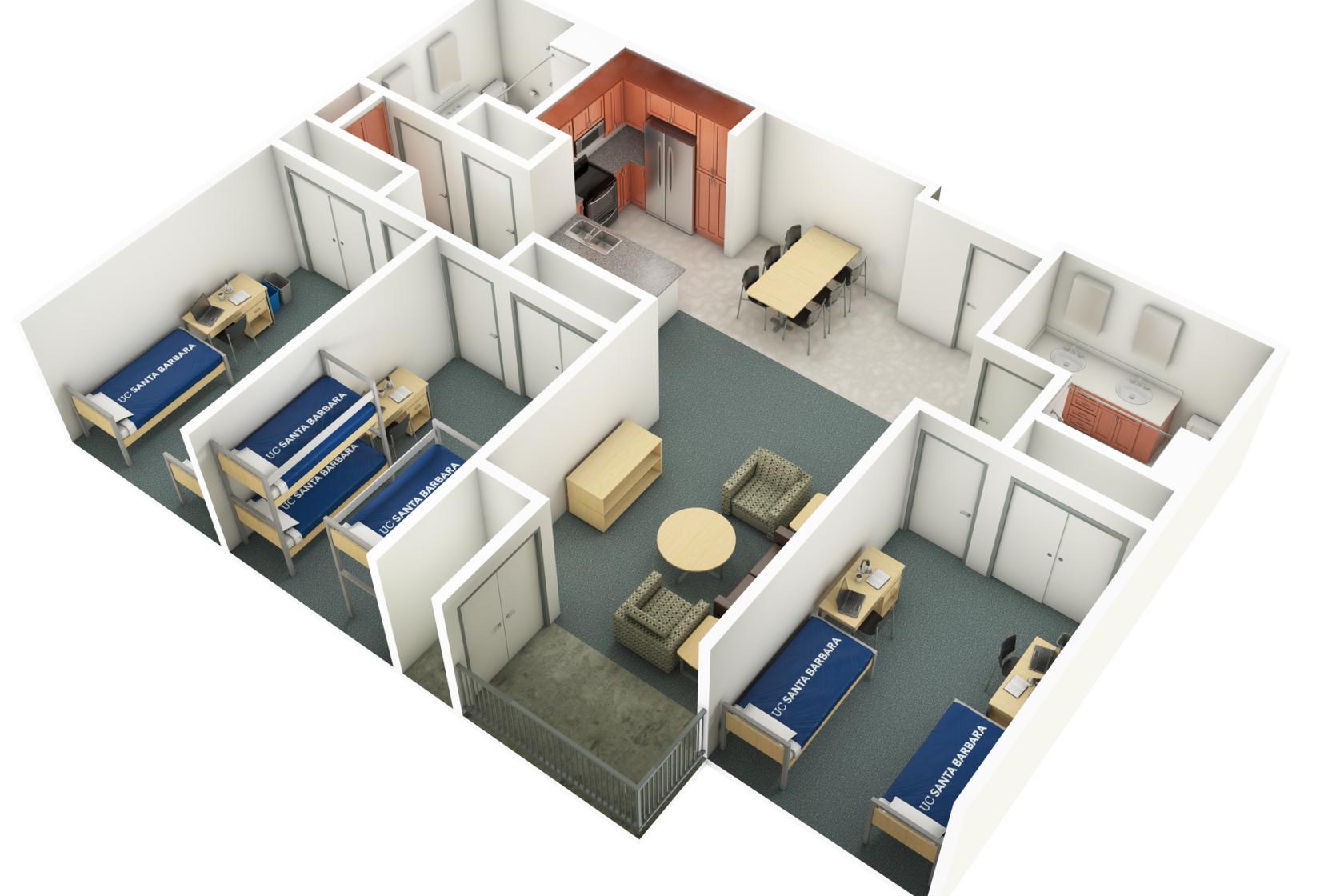 view of a Sierra Madre Villages three-bedroom apartment