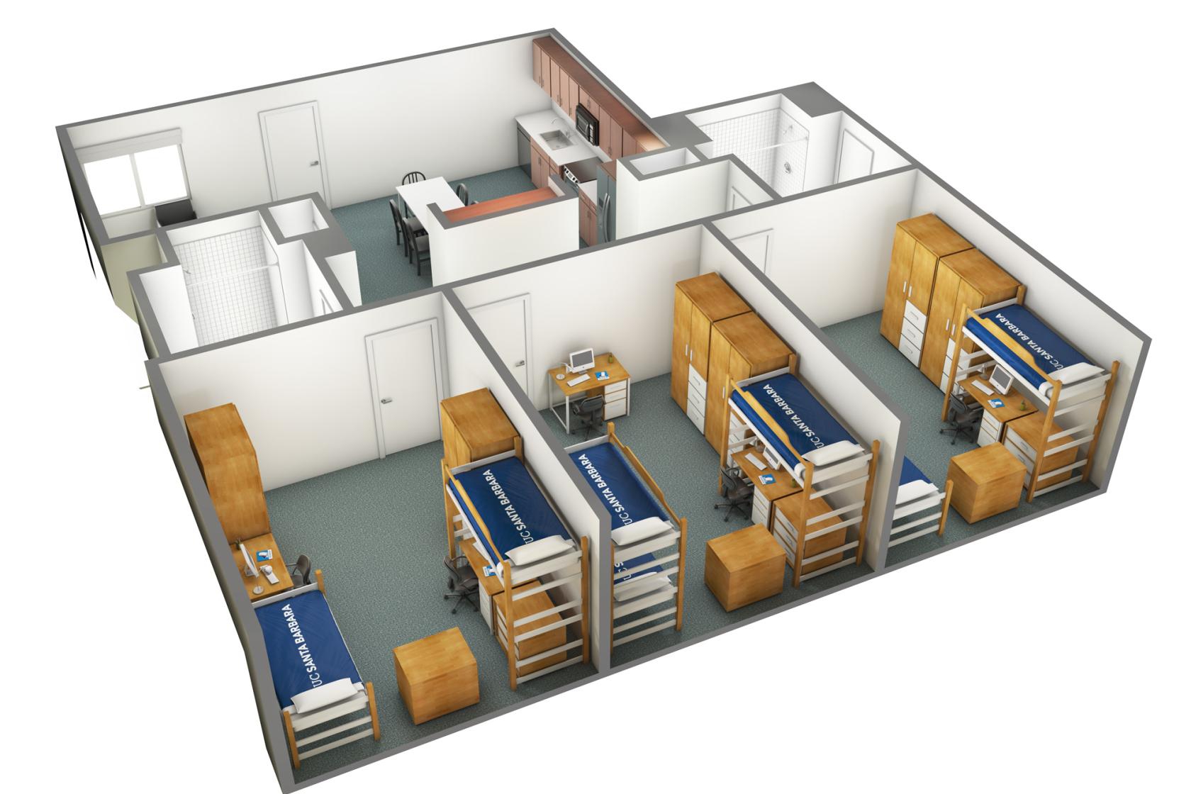 view of an SJV three-bedroom option A in Tenaya Towers