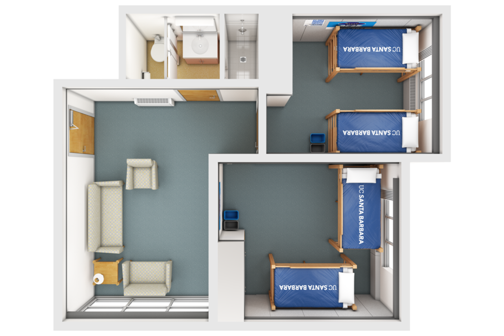 view of a San Rafael 4-person suite from the top