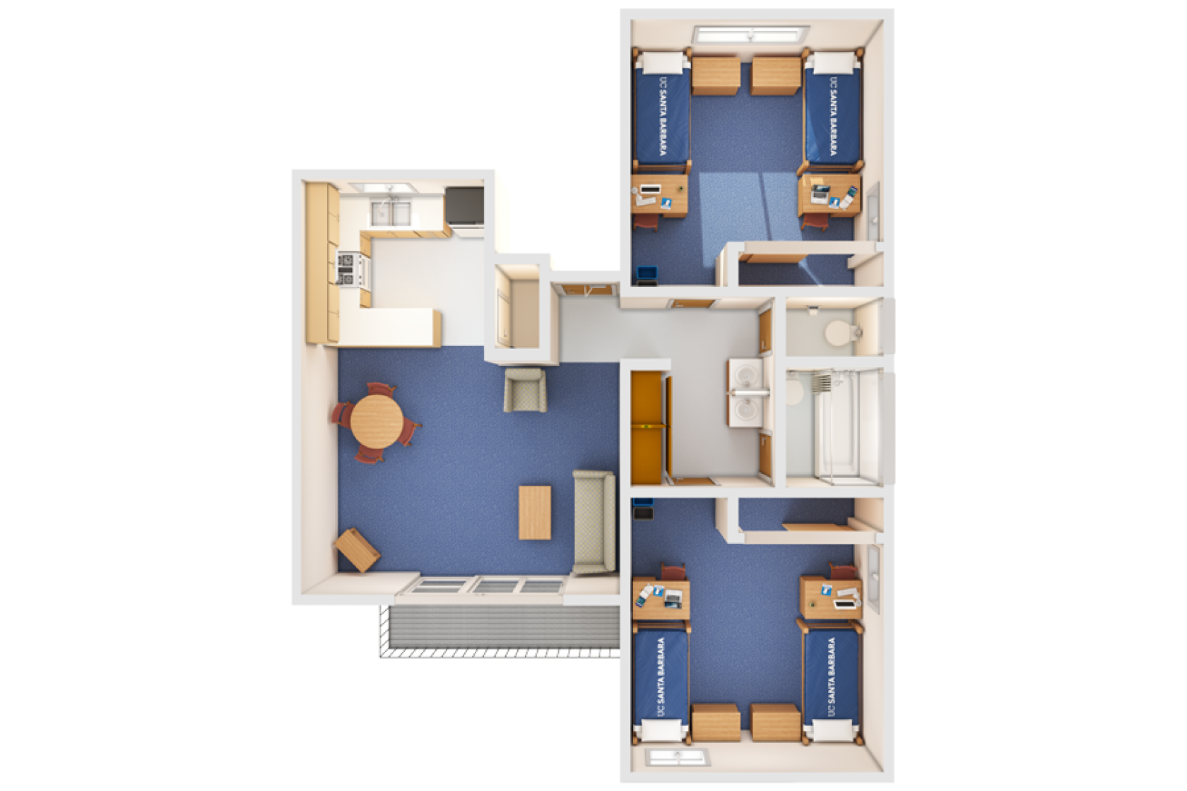 view of a Santa Ynez 2-bedroom apartment from the top