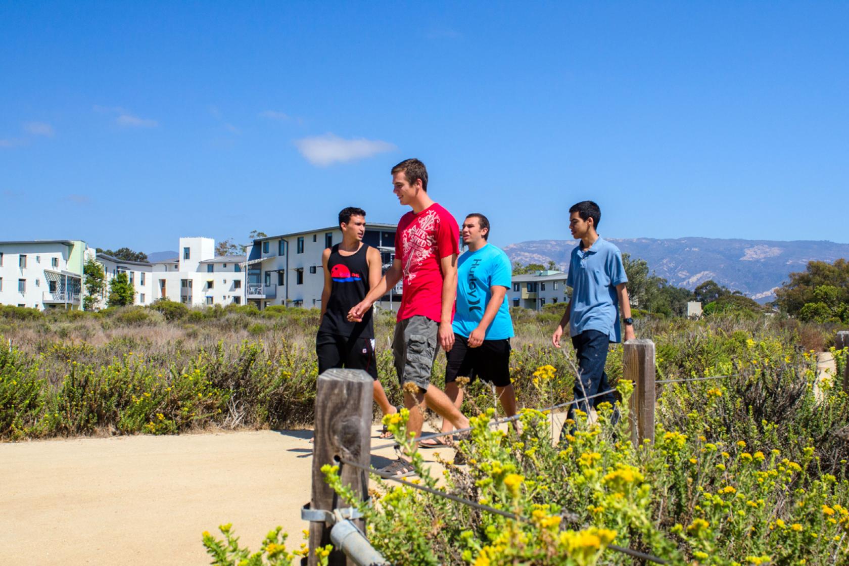 students walking outside Manzanita Villages