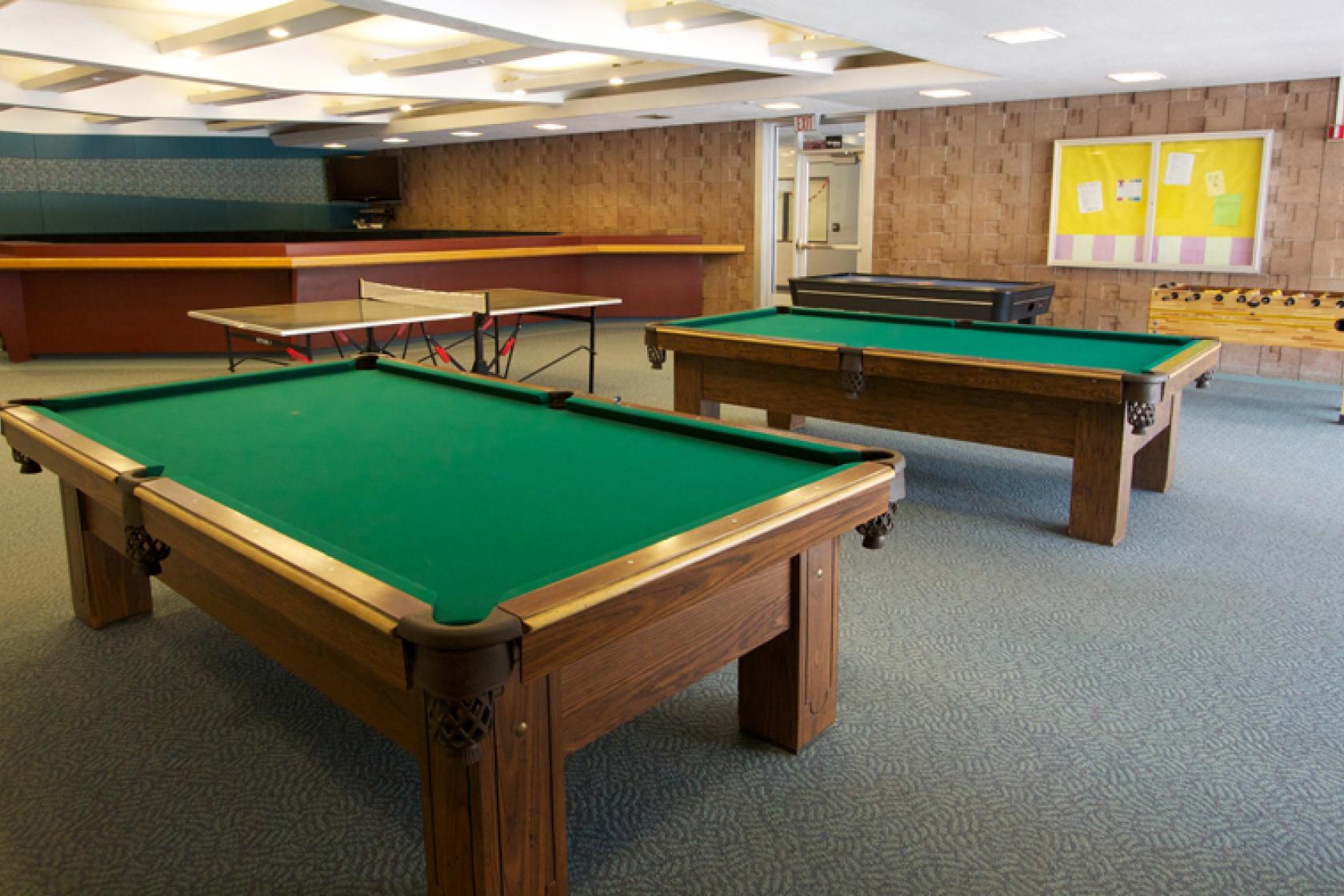 pool tables inside the recreation room
