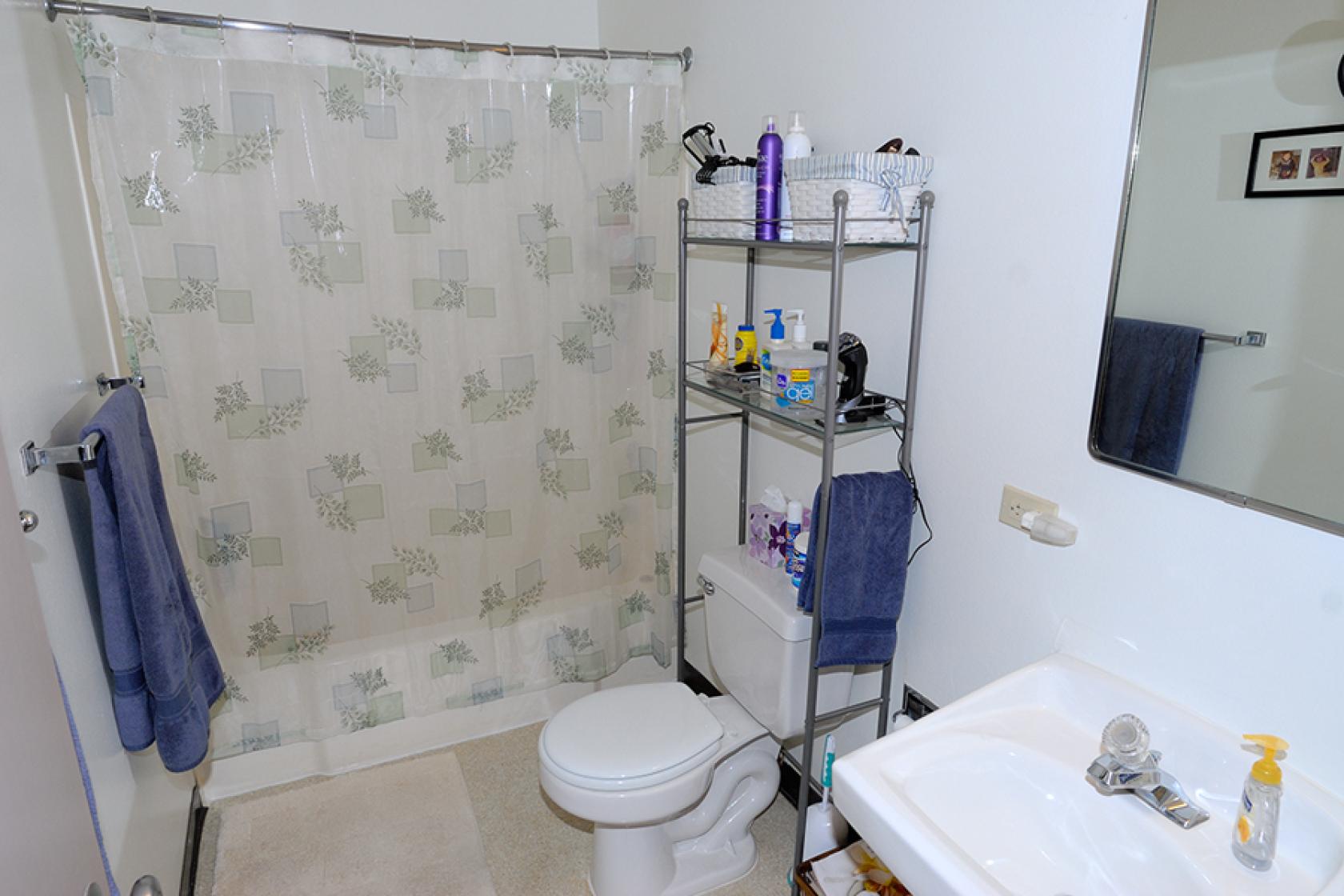 bathroom inside Storke Family Student Housing