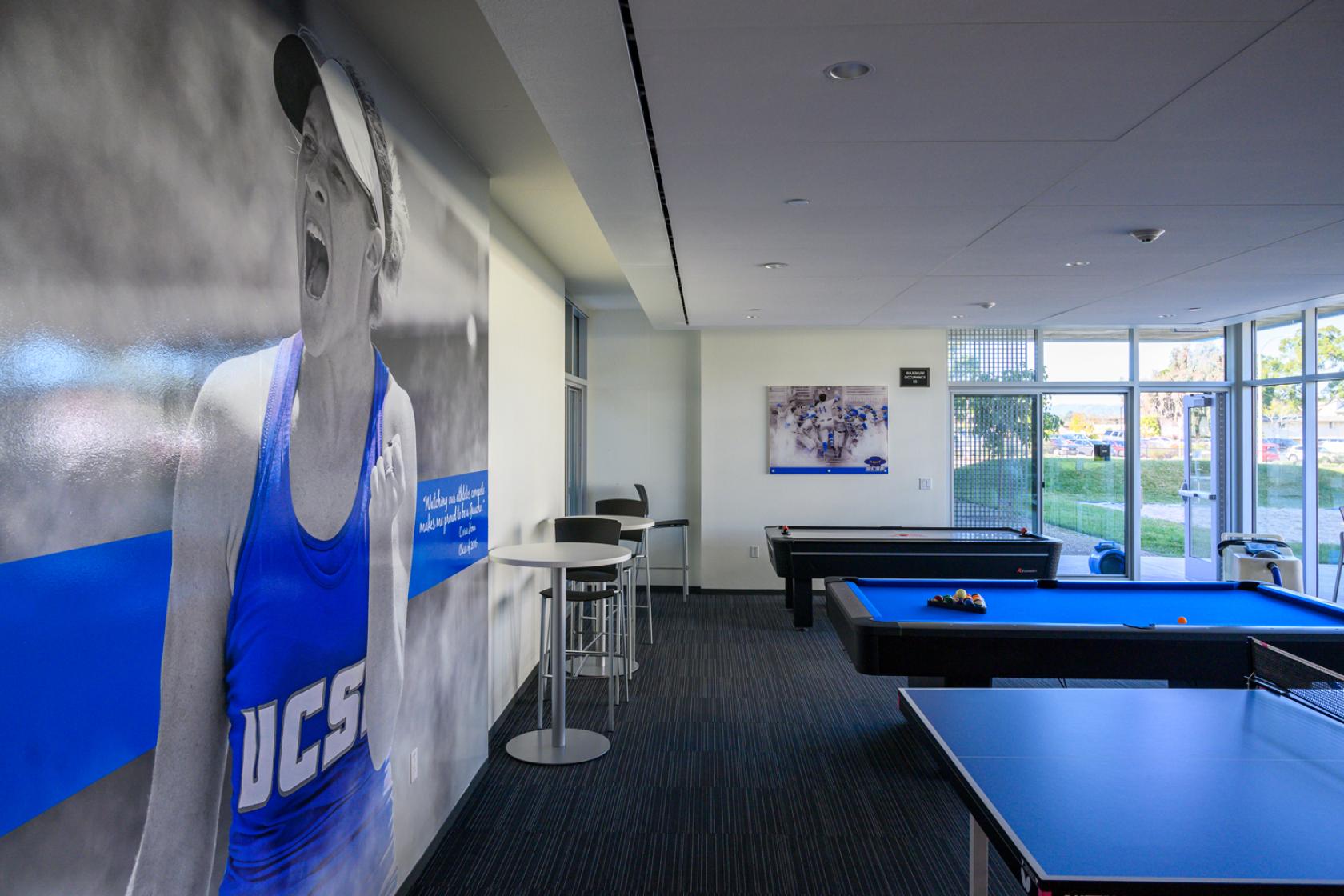 athletic wall graphics in recreation room