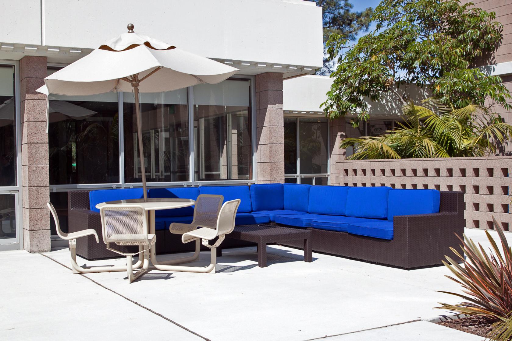 patio furniture at San Miguel residence hall