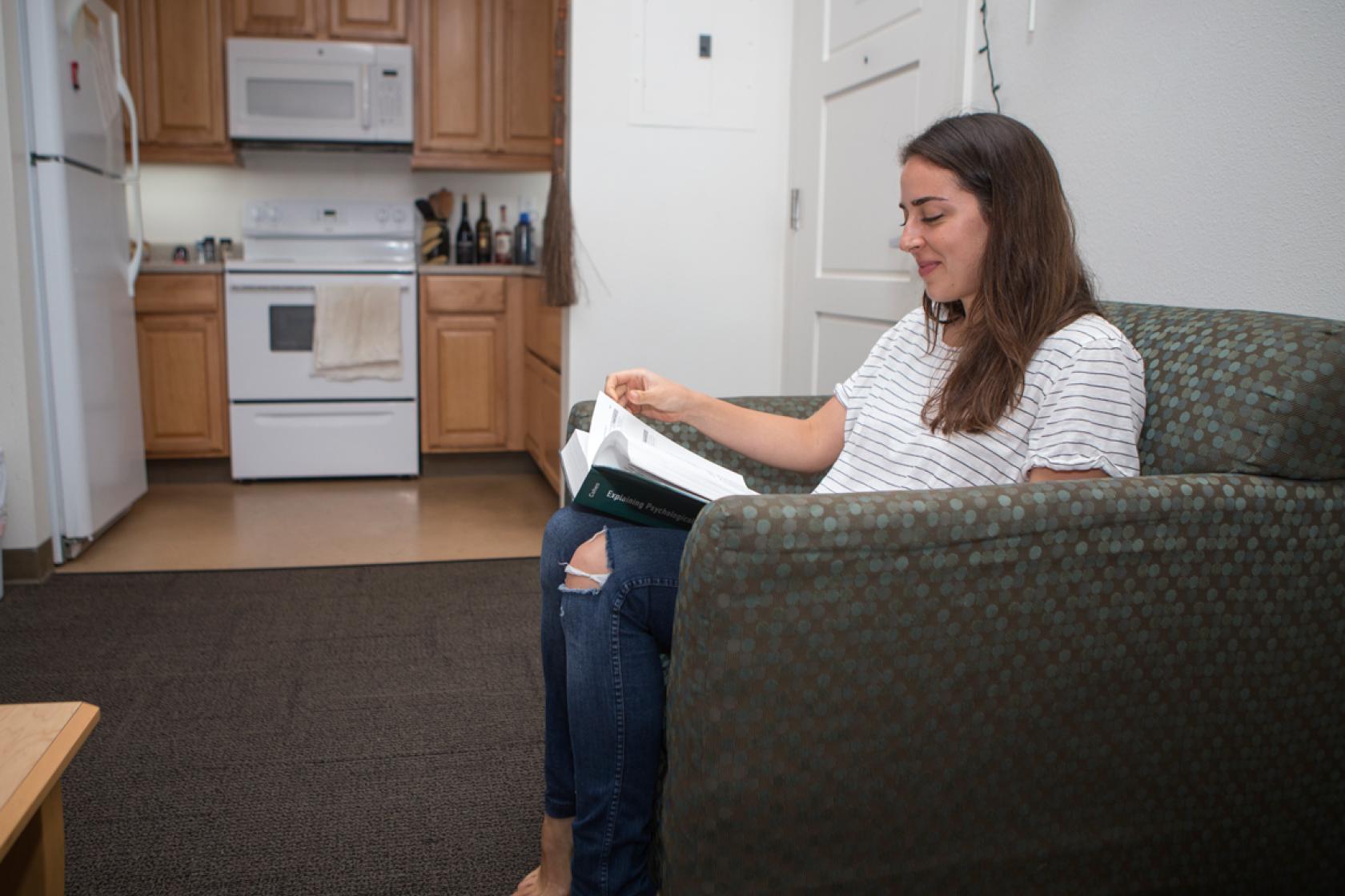 student inside San Clemente Villages apartment
