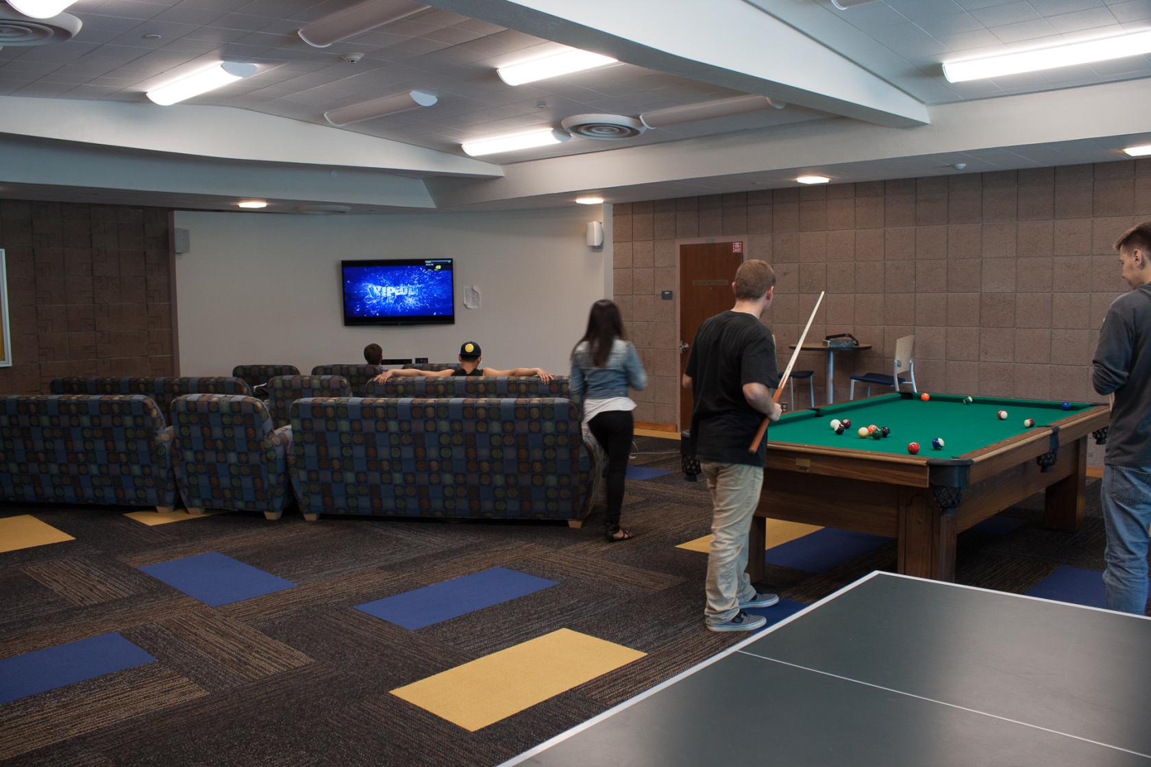 recreation room inside Anacapa Hall