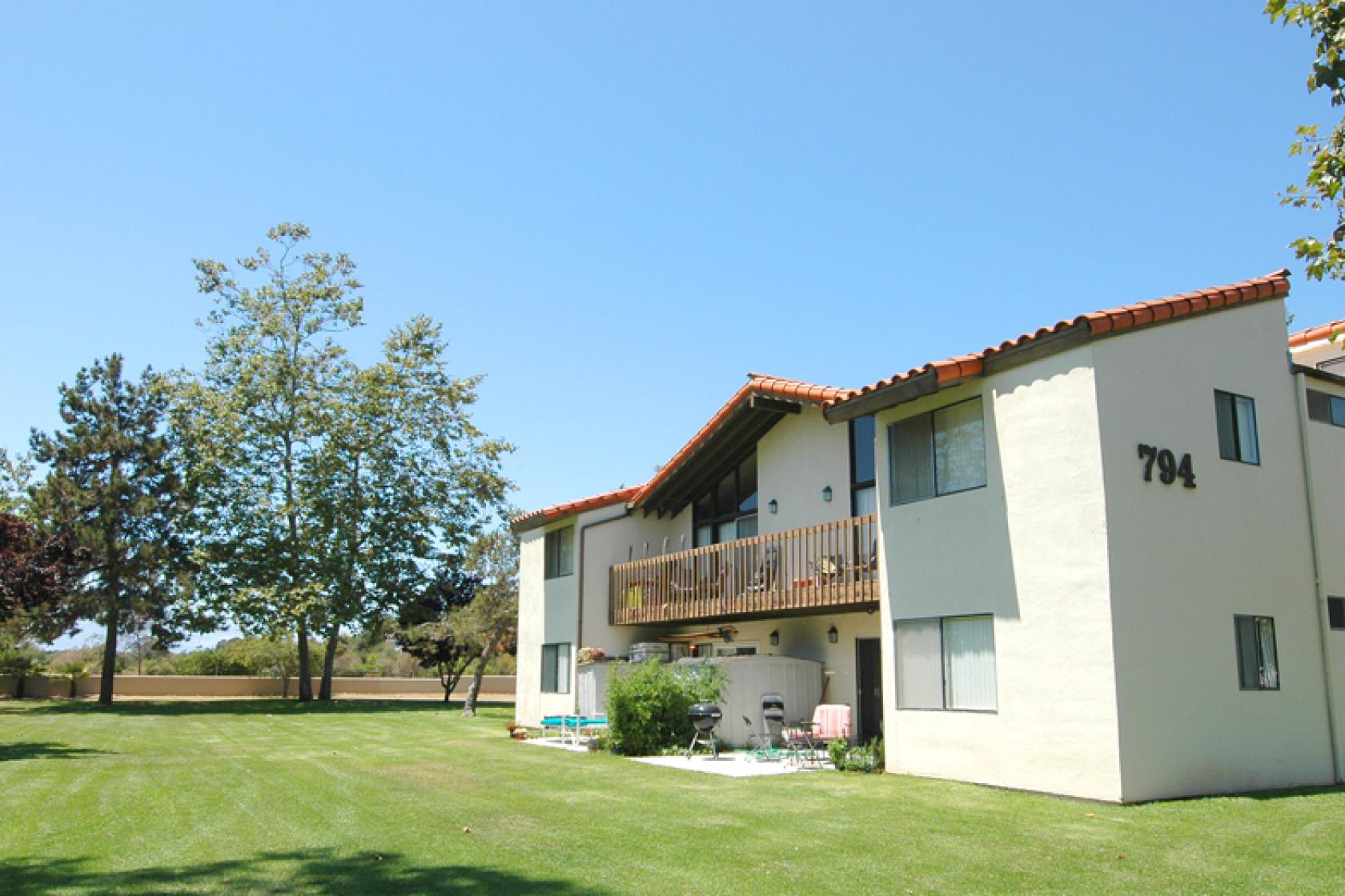 lawn area of Storke Family Student Housing