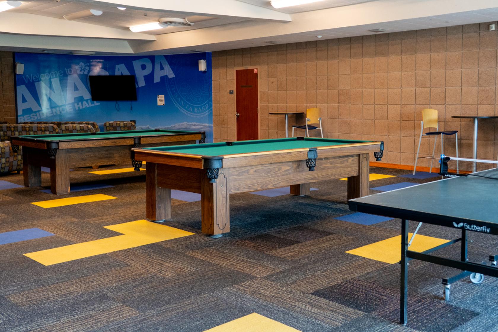 recreation room inside Anacapa Hall