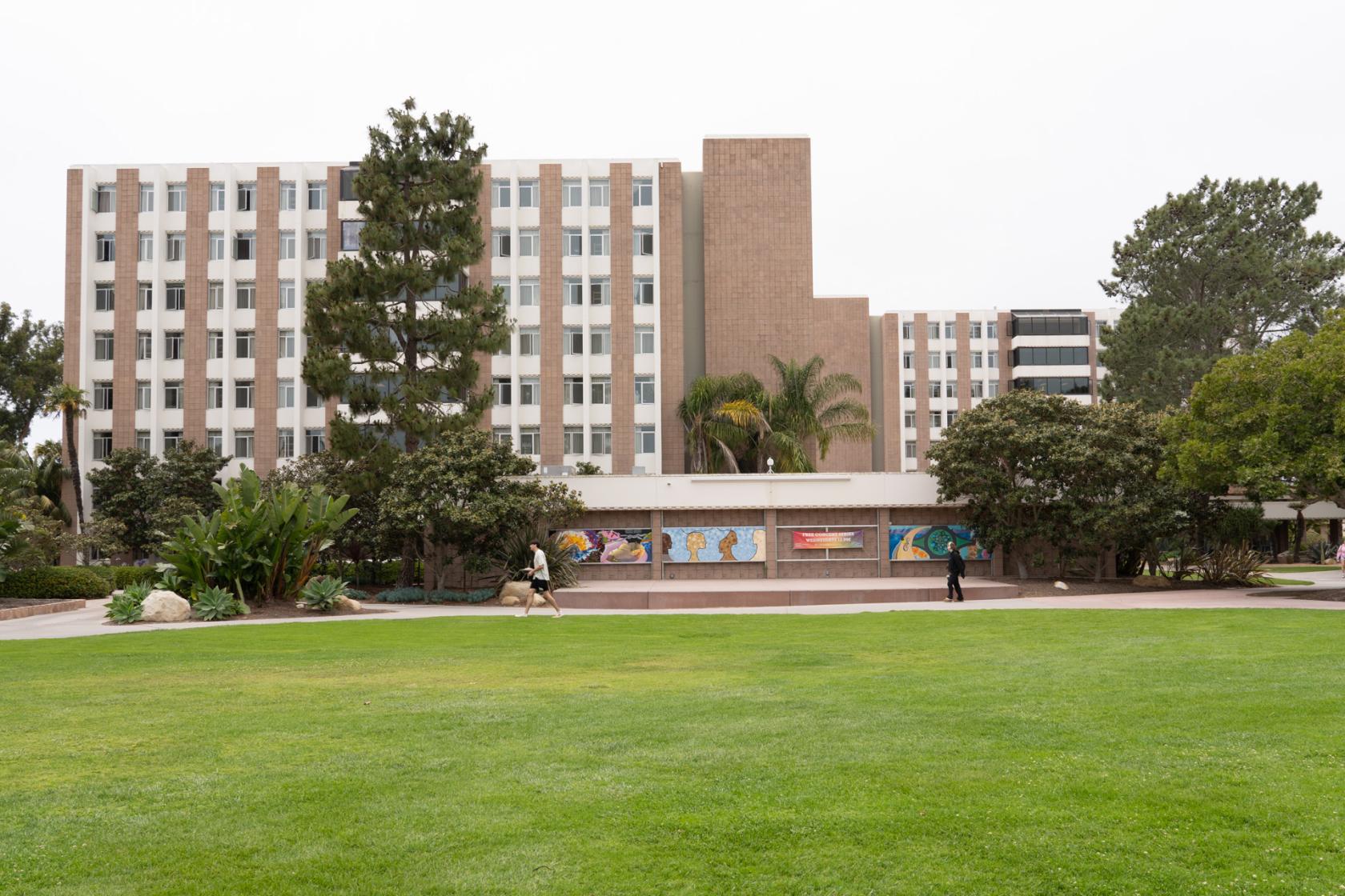 Exterior stage, San Miguel residence hall.
